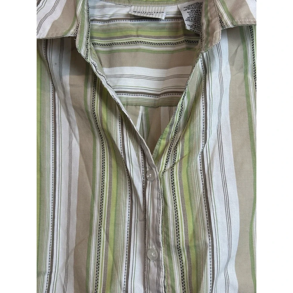 White Stag Button Up Tank Top Women's Sz‎ 4X 26/28 Neutral Stripe